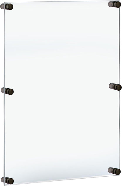 Azar Displays 105540-BLK Acrylic Floating Double Panel Wall Frame,30" x 40" Graphic Size, Overall Frame Size: 34" x 44", Black