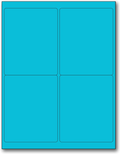 NextDayLabels - 8-1/2 x 11 Neon Color High Light Fluorescent Labels for Laser & Inkjet Printer (Blue Fluorescent, 4 x 5-4 Per Page | 100 Labels)