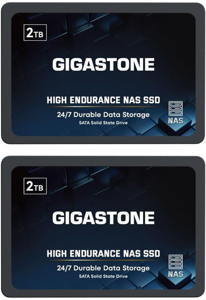 Gigastone 2TB NAS SSD Drive (2-Pack) 24/7 Durable TLC High Endurance RAID Data Storage Network Attached Storage 2.5" SATA Internal Solid State Hard Drives