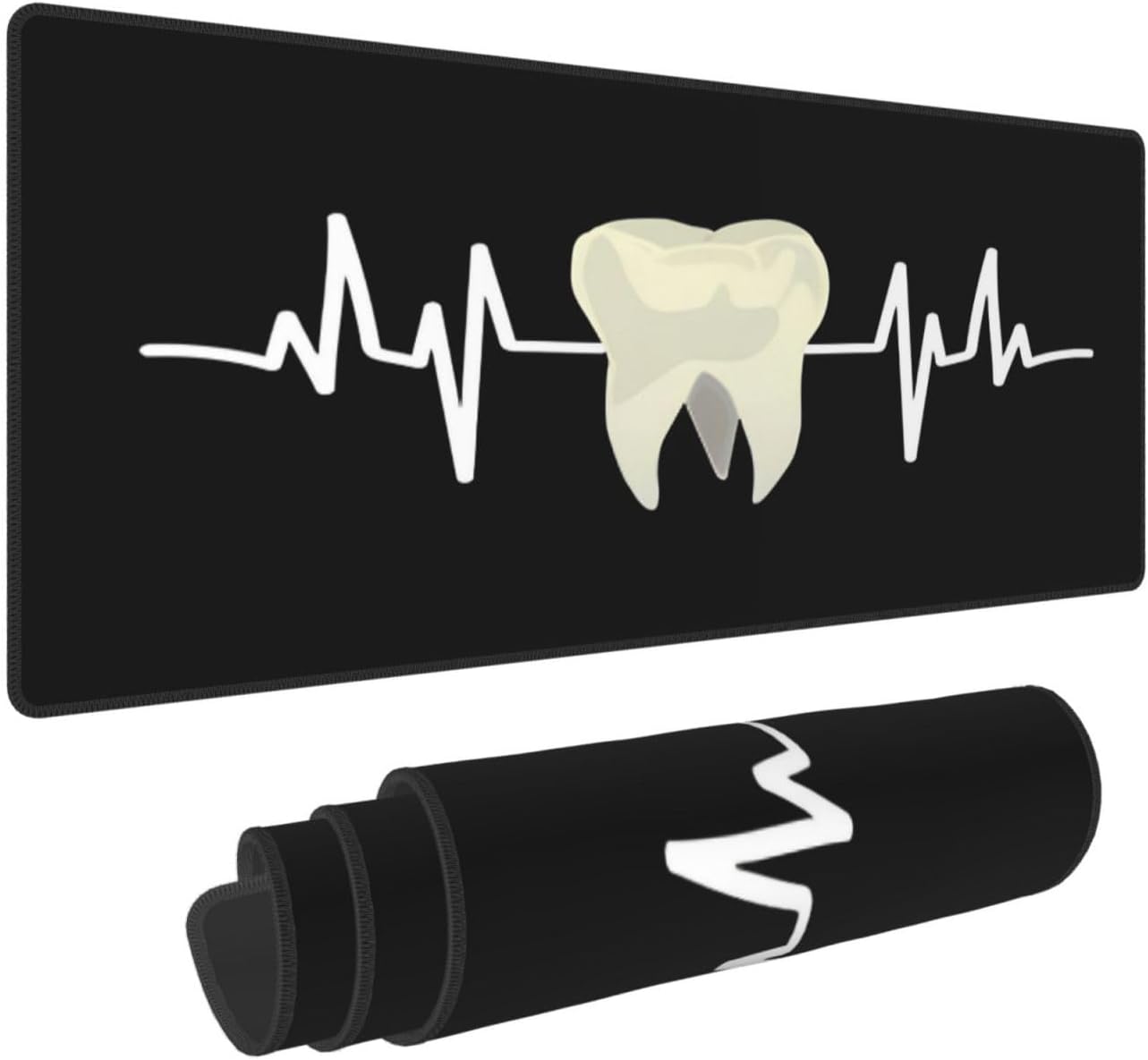 Tooth Dentist Mouse Pad, Heartbeat Dental Assistant Large Big Gaming Mouse Pad Desk Pad, Mousepad with Non-Slip Rubber Base, Extended XXL Mouse Mat for Computer Laptop Office Accessories