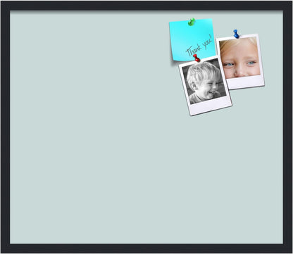 PinPix 28x24 Inch Cork Bulletin Board. This Decorative Framed Pin Board Comes with Soft Blue Design and a Satin Black Frame. Ideal for Home Office Decor or Message Board (PinPix-1814)