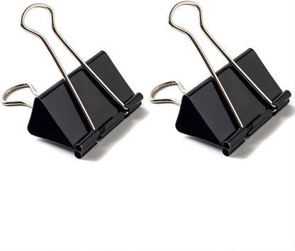Coideal Black Binder Clips Medium, 1.25 Inch Black Metal Paper Clips 24 Pcs 32mm Foldback Bull Clip Clamps for Office School (1 1/4 Inch)