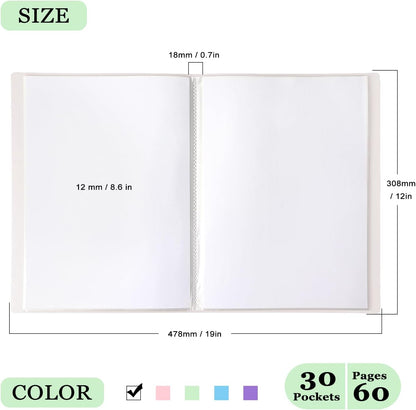 Tamaki Portfolio Binder with Plastic Sleeves, Pocket Portfolio Folder with Clear Sheet Protectors, Display 60 Pages Book, Presentation Book for Artwork, Document Organizer, 1 Pack (White)