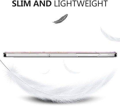 MoKo Case for Galaxy Tab A9+/A9 Plus 11 inch 2023, Slim Stand Protective Smart Cover with Hard PC Translucent Back Shell for Tab A9+ Tablet (SM-X210/X216/X218), Auto Wake/Sleep, Light Pink Gold Marble