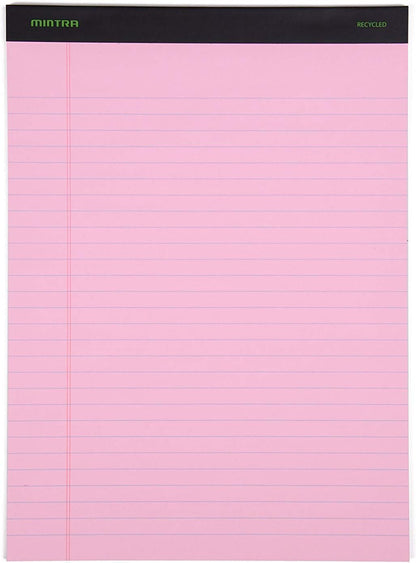 Mintra Office Legal Pads, ((Basic 6pk - (Pastel Version #3), 8.5in x 11in, Wide Ruled)) - Includes 2 Blue Writing Pads, 2 Pink Writing Pads and 2 Green Writing Pads