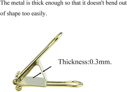HAHIYO Binder Clips Paper Clamps Spring Steel Sturdy Medium 1.26 inches Width 0.39 Inch Capacity No Sharp Edges Heavy Duty Tight Grip Reusable Gold Metal Bright Finish for Home Office School 13 Pack