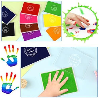 MOYBMG Large Blue Permanent Ink Pad for Rubber Stamps, 5x4 Inch, Kids Non-Toxic Safe Ink Pad, Paper Wood Fabric