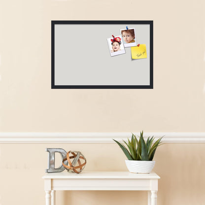PinPix 28x18 Inch Cork Bulletin Board. This Decorative Framed Pin Board Comes with Light Stone Design and a Satin Black Frame. Ideal for Home Office Decor or Message Board (PinPix-1809)