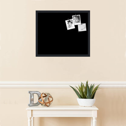 PinPix 24x20 Inch Cork Bulletin Board. This Decorative Framed Pin Board Comes with Solid Black Design and a Satin Black Frame. Ideal for Home Office Decor or Message Board (PinPix-622)