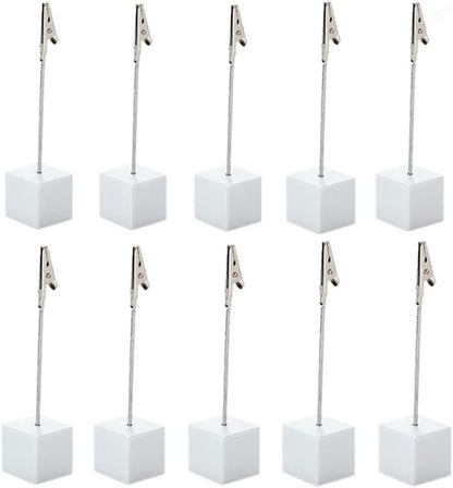 10pcs Table Number Holder Name Place Card Holder Memo Clip Holder Stand Note Holder Pictures Card Paper Menu Clip (Pure White)