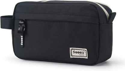 Sooez High Capacity Pencil Case, Big Pencil Bag Pouch Box Organizer Pen Case, Portable Journaling Supplies with Easy Grip Handle & Loop, Asthetic Supply for Girls Adults, Black