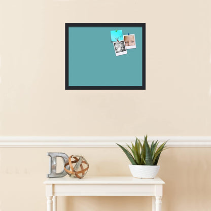 PinPix 21x17 Inch Cork Bulletin Board. This Decorative Framed Pin Board Comes with Aqua Pastel Design and a Satin Black Frame. Ideal for Home Office Decor or Message Board (PinPix-1806)
