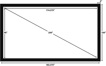 Silver Ticket Products STR Series 6 Piece Home Theater Fixed Frame 4K / 8K Ultra HD, HDTV, HDR & Active 3D Movie Projection Screen, 16:9 Format, 200" Diagonal, White Material STR-169200