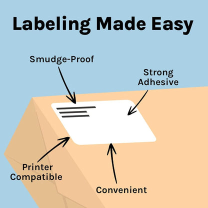 Premium Label Supply White Sticker Shipping Labels – 4" x 5" – Laser/Inkjet Compatible – (4 per Sheet), 25 Sheets - 100 Total Adhesive Labels