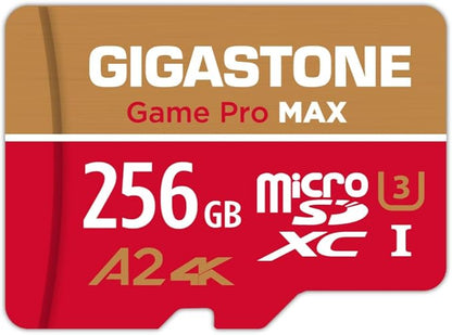 【For Switch 1 Only】GIGASTONE 256GB Micro SD Card, 4K Game Pro MAX, A2 V30 Memory Card for Gaming Console, 4K UHD Video, Up to 130/85 MB/s, UHS-I U3 C10 with Adapter【5-Years Data Recovery】