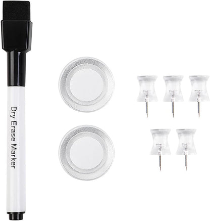 VUSIGN Monthly Calendar Whiteboard Dry Erase Cork Board Combo, 18" x 24" Planning Board, Silver Aluminium Frame