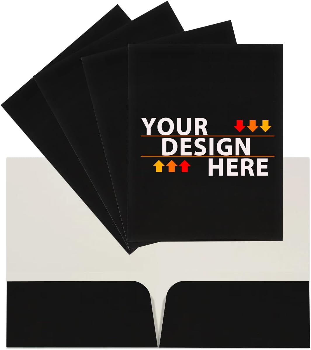 JAM PAPER Custom Printed Semi-Gloss Folders with Round Corner Pockets - Personalized Logo & Text - 10 pt C2S - Black - 100/Pack