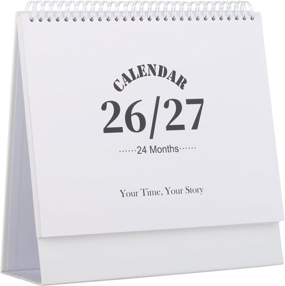 Desk Calendar 2026-2027, 2 Years Calendar Runs from Jan. 2026 until Dec 2027, Table Monthly Planner with Stickers for Home,Office,School Organization(L-White,9.8" x 9.6")