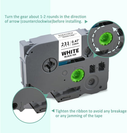 6-Pack Tz 12mm 0.47" Label Tape Compatible for Brother Tze135 Tze335 Tze435 Tze535 Tze735 P Touch Tze Label Tape 12mm 1/2" Laminated Multi-Color for PTD210 PTH110 PTD220 PTD400 PTD600 PT2040