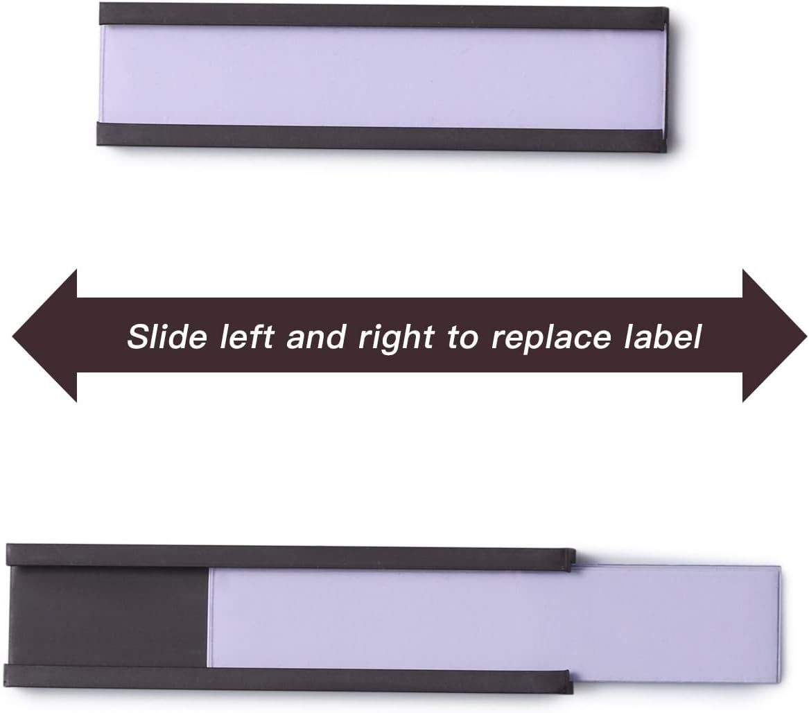 Eeoyu Magnetic Label Holders with Magnets Magnetic Data Card Holders with Clear Plastic Protectors for Metal Shelf, Whiteboard, Set of 50 (0.5 x 2 Inch)
