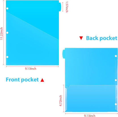 8 Tabs Plastic Dividers with 2 Clear Pockets - 6 Sets, Pocket Dividers for 3-Ring Binders, Multi-Color Binder Dividers, Total 48 Tabs