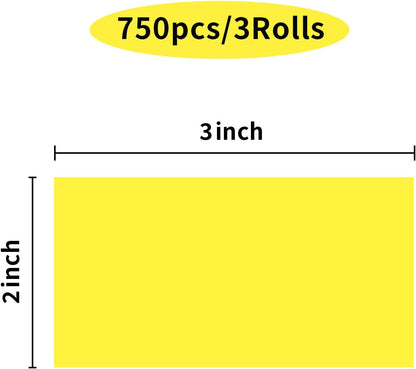 STARLIBOO Colored Labels Stickers 3 x 2 Inch, Rectangle Moving Labels Stickers, 750Pcs Garage Sale Price Sticker, Adhesive Moving Label for Boxes(3 Rolls, Yellow/Fluorescent Green/Orange)