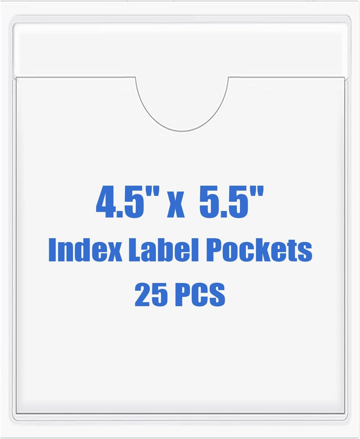 Origin-Joy 25 PCS Self-Adhesive Index Label Pockets, Clear Plastic Peel & Stick Card Holders with Top Open for Loading (4.5 x 5.5 inch)