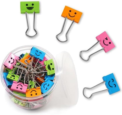 80 Pack Smiling Binder Paper Clips, Mini Metal Binder Clips for Kitchen, Send Goods from Local Warehouse, Cute Binder Clips, School Personal Document Organizing Classifying, Office, Paper Clamps