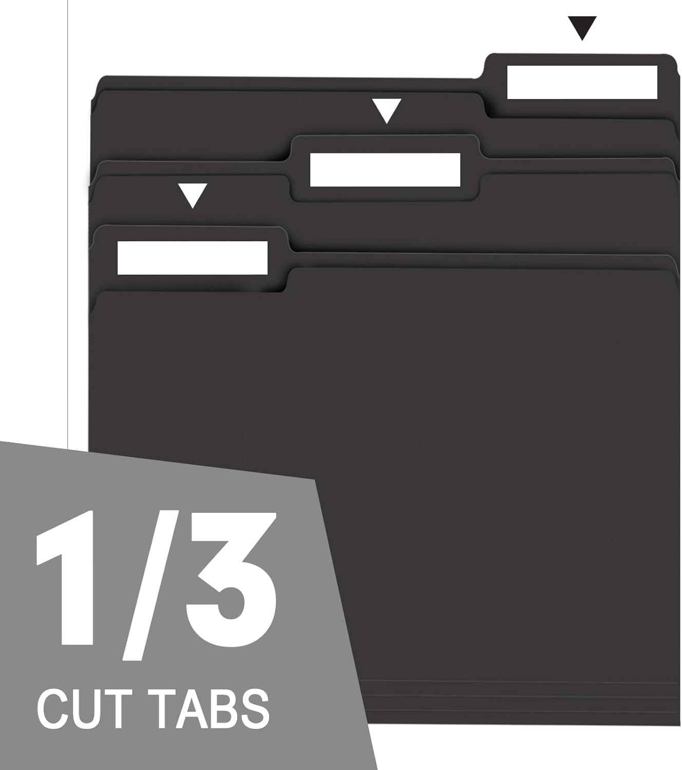 File Folder, RAZCC 100 Pack 1/3 Cut Tab File Folders Letter Size, Black Folders for Dcouments, Folders with Tab Great for Organizing and Easy File Storage