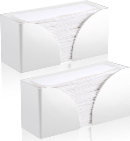 2PCS White Paper Towel Dispenser Countertop, AcrylicPaper Towel Holder for Bathroom Folded Paper Towel Dispenser Clear Trifold Paper Napkin Holder for Z-fold C-fold MultiFold Trifold - Home Kitchen