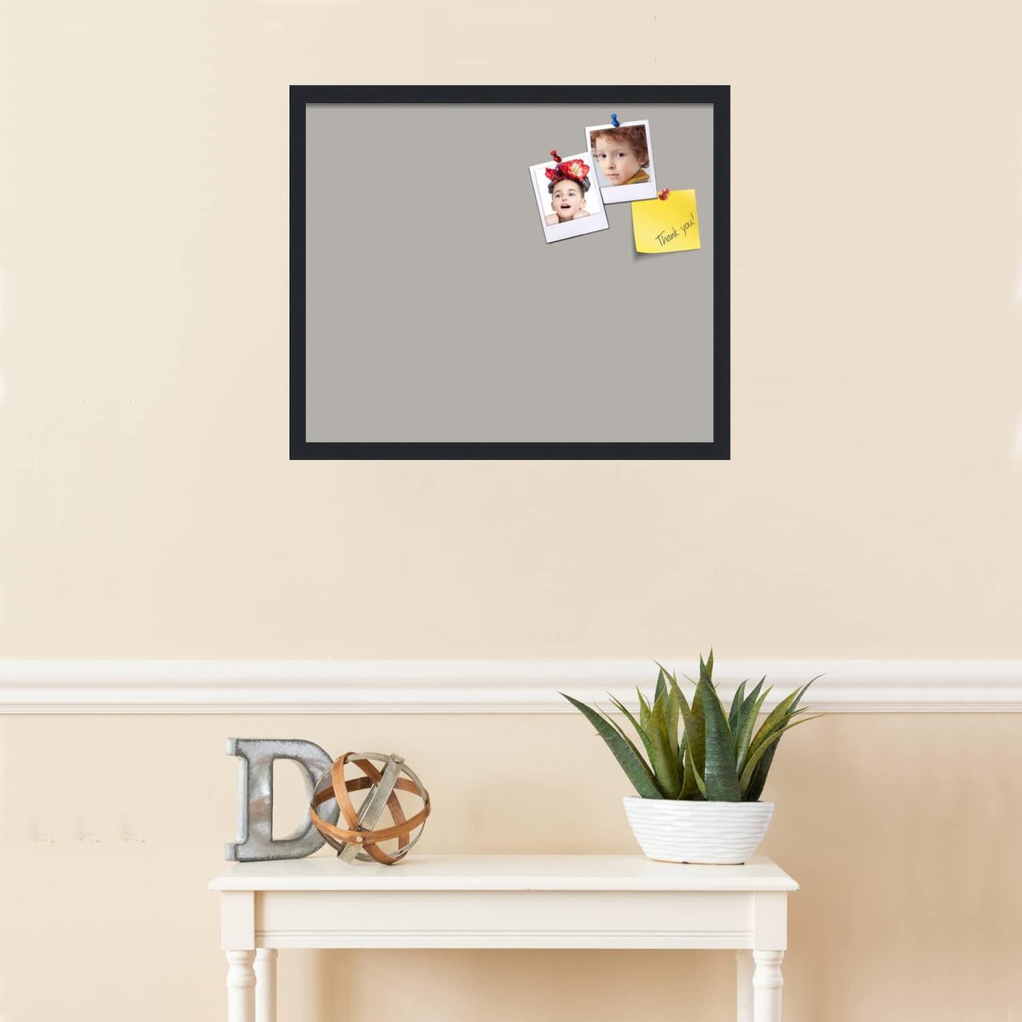 PinPix 24x20 Inch Cork Bulletin Board. This Decorative Framed Pin Board Comes with Dark Stone Design and a Satin Black Frame. Ideal for Home Office Decor or Message Board (PinPix-1808)