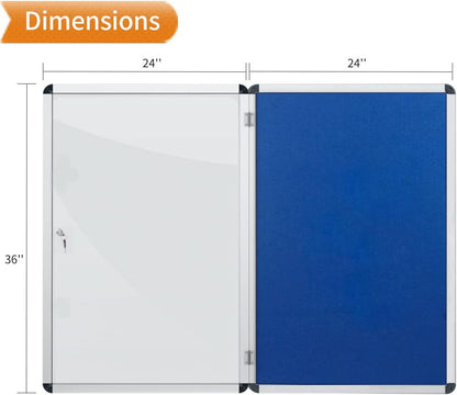 VIZ-PRO Tamperproof Lockable Noticeboard Class 1 Aluminium Framed 36x24 Inches