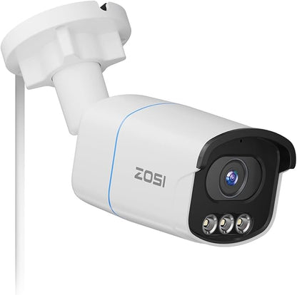 ZOSI C186 5MP 3K Aurora Lux True Color Night Vision PoE IP Security Camera, Smart Person/Vehicle Alerts for Outdoor Indoor Surveillance, Light & Siren Alarms, Two-Way Talk, with Our NVR or PoE Switch