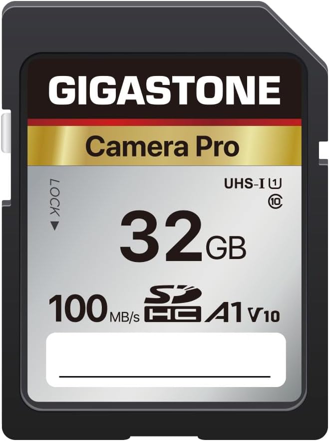 【5-Years Data Recovery】 GIGASTONE 32GB SD Card, Camera Pro, A1 V10 SDHC Memory Card Compatible with SPYPOINT TACTACAM Trail Camera, with 1 Mini Cases