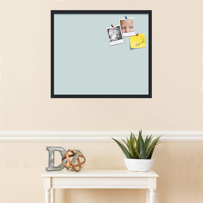 PinPix 28x24 Inch Cork Bulletin Board. This Decorative Framed Pin Board Comes with Soft Blue Design and a Satin Black Frame. Ideal for Home Office Decor or Message Board (PinPix-1814)