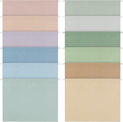 50pcs Decorative Hanging File Folders,Filing Cabinet, Letter Size with 1/5-Cut Adjustable Tab Durable 12 Color Assorted, 50 pcs Per Box,Cute,Color,Pink,Pastel