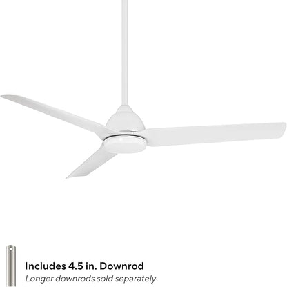 Mocha Indoor/Outdoor 3-Blade Smart Compatible Ceiling Fan 54in Matte White with Remote Control and Wall Cradle. Works with iOS/Android, Alexa, Google Assistant, Samsung SmartThings, and Ecobee.