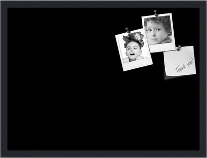 PinPix 27x20 Inch Cork Bulletin Board. This Decorative Framed Pin Board Comes with Solid Black Design and a Satin Black Frame. Ideal for Home Office Decor or Message Board (PinPix-622)