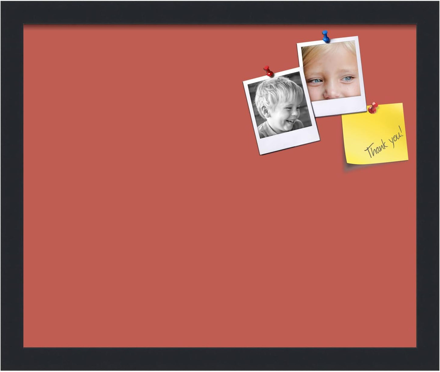 PinPix 17x14 Inch Cork Bulletin Board. This Decorative Framed Pin Board Comes with Crimson Pastel Design and a Satin Black Frame. Ideal for Home Office Decor or Message Board (PinPix-1807)