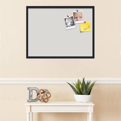 PinPix 32x24 Inch Cork Bulletin Board. This Decorative Framed Pin Board Comes with Light Stone Design and a Satin Black Frame. Ideal for Home Office Decor or Message Board (PinPix-1809)