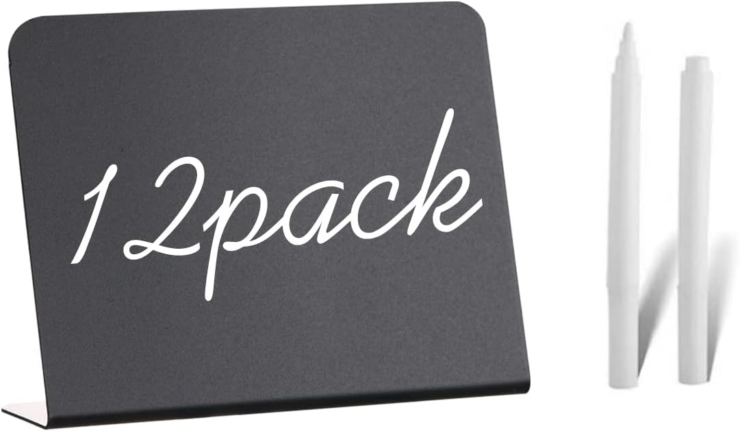 12 Pack Mini Chalkboard Signs - 4"x3" for Food, Party, Buffet, Wedding & Bakery