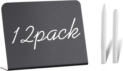 12 Pack Mini Chalkboard Signs - 4"x3" for Food, Party, Buffet, Wedding & Bakery