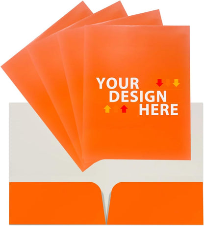 JAM PAPER Custom Printed Semi-Gloss Folders with Round Corner Pockets - Personalized Logo & Text - 10 pt C2S - Orange - 250/Pack