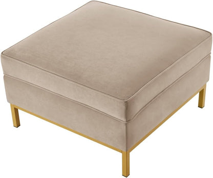 24KF Large Square Couch Ottoman for Living Room, Upholstered Velvet Padded Cushion Ottoman Table,Large Foot Rest,Taupe