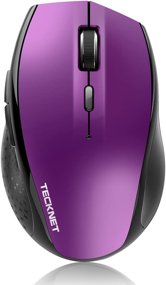 TECKNET Bluetooth Mouse, 4800 DPI Wireless Mouse, 2-Year Battery 6 Adjustable DPI, 6 Buttons Compatible with Laptop/Windows/Computer - Purple