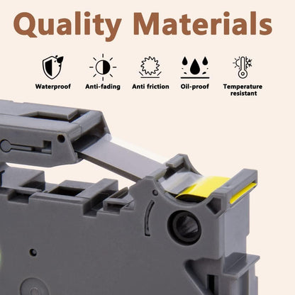 Hehua Tape Tze Tz 12mm 0.47 Black on Yellow Laminated Compatible for Brother TZe-631, TZe631 TZ-631 Label Maker Tape Compatible for Brother Ptouch Tape 12mm 0.47 Yellow for PT-D200, 3 Pack