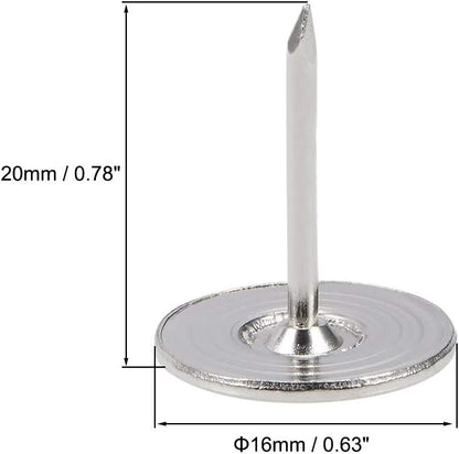 uxcell Upholstery Nails Tacks 16mmx20mm Flat Head Furniture Nails Silver Tone for Furniture Sofa Headboards, 100 Pcs