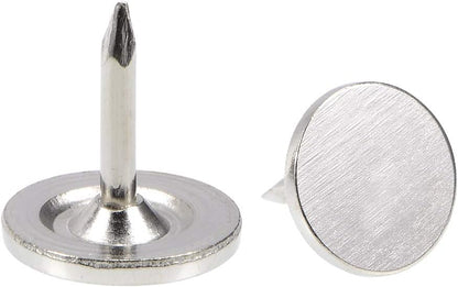 uxcell Upholstery Nails Tacks 9.5mmx10mm Flat Head Furniture Nails Pins Silver Tone for Furniture Sofa Headboards, 50 Pcs