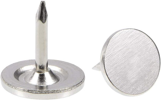 uxcell Upholstery Nails Tacks 9.5mmx10mm Flat Head Furniture Nails Pins Silver Tone for Furniture Sofa Headboards, 100 Pcs
