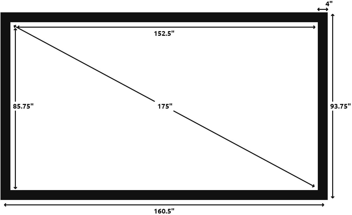 Silver Ticket Products STR Series 6 Piece Home Theater Fixed Frame 4K / 8K Ultra HD, HDTV, HDR & Active 3D Movie Projection Screen, 16:9 Format, 175" Diagonal, White Material STR-169175